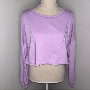 Altar'd State lavender purple cropped long sleeve French terry sweatshirt Medium